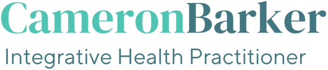 Logo with the name "Cameron Barker" in large font and "Integrative Health Practitioner" written below in smaller letters.